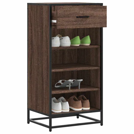 Zapatero Madera Contrachapada Roble Marrón 48x38x97,5 cm