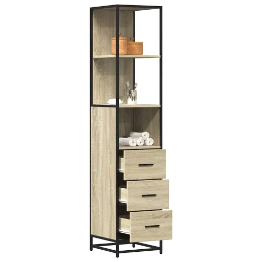 Armario de Baño Madera Contrachapada Roble Sonoma 35x37,5x166cm