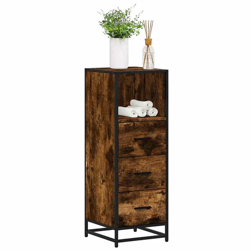 Armario Baño Madera Contrachapada Roble Ahumado 35x37,5x100 cm