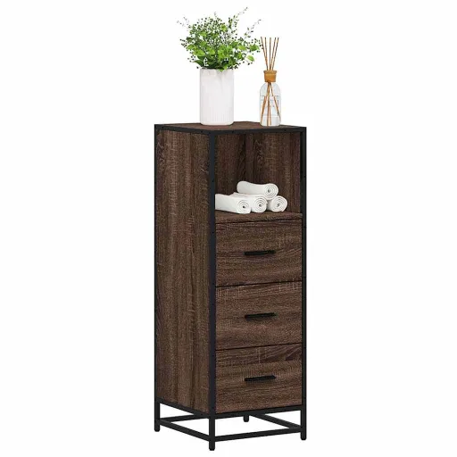 Armario de Baño Madera Contrachapada Roble Marrón 35x37,5x100cm