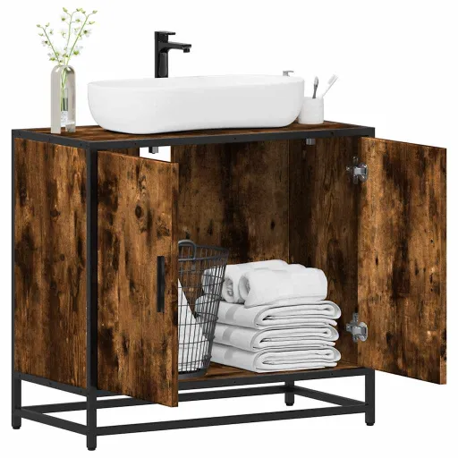 Mueble de Baño Para Lavabo Roble Ahumado 65x33x60 cm