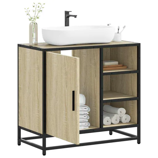 Mueble de Lavabo de Baño Roble Sonoma 65x33x60 cm Madera de Ingeniería