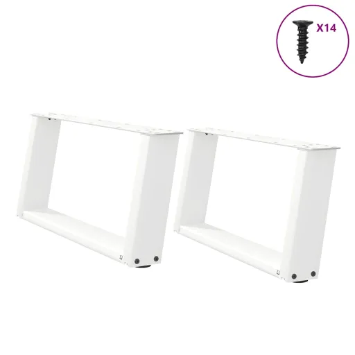 Patas Para Mesa de Centro en Forma de U (2 Unidades), Color Blanco, 60 x (30-31) cm, Acero