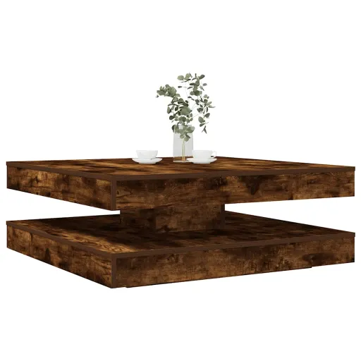 Mesa de Centro Giratoria 360 Grados Roble Ahumado 90x90x34,5 cm