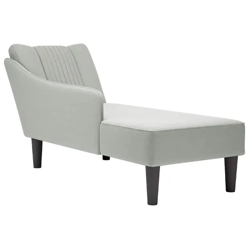 Chaise Longue Con Reposabrazos Derecho Terciopelo Gris Claro