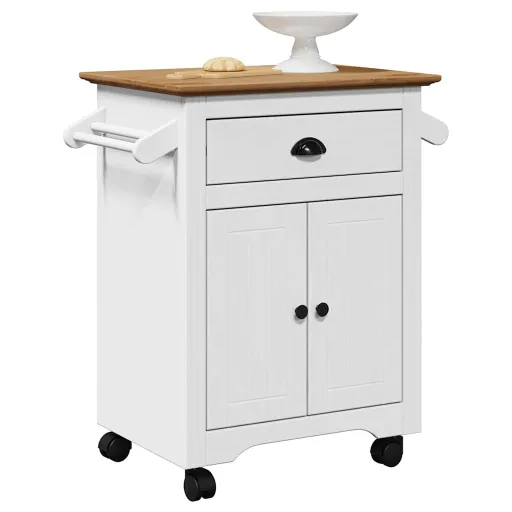 Carrito de Cocina BODO Blanco y Marrón 72x45x80 cm
