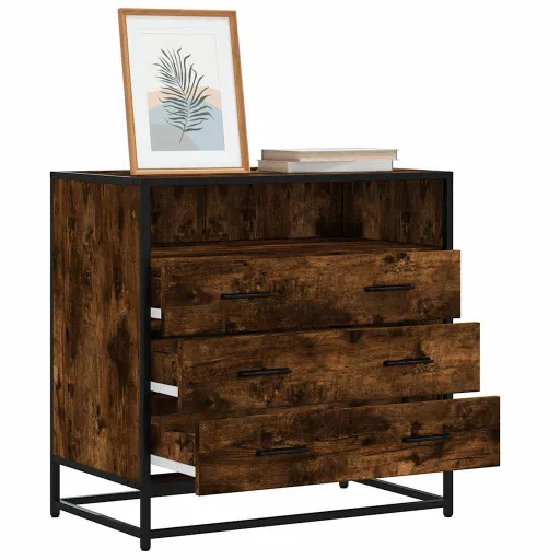 Cómoda de Madera Contrachapada Roble Ahumado 70x41x70 cm