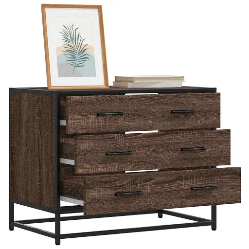 Cómoda de Madera Contrachapada Roble Marrón 70x41x56 cm
