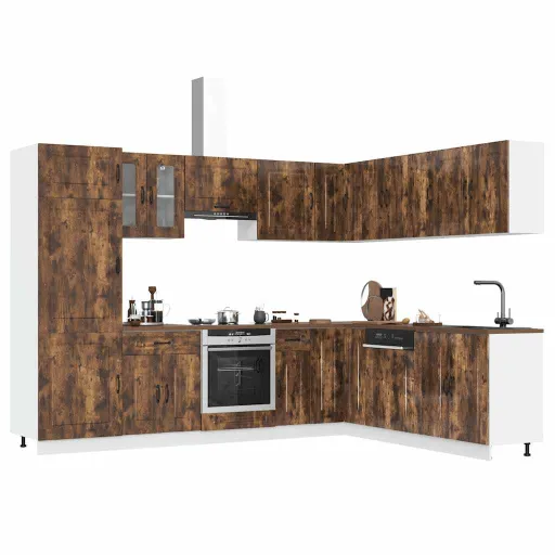 Mueble Cocina Kalmar Roble Ahumado 14 Pzas Madera Contrachapada