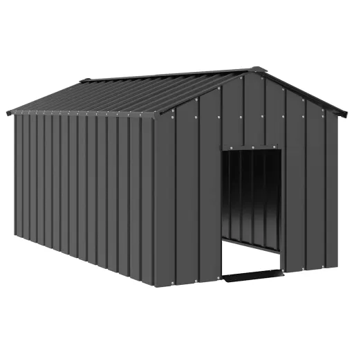 Caseta Para Perros Con Techo Acero Galvanizado 114x202x101 cm