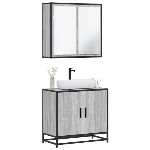 Set de Muebles de Baño 2 Pzas Madera Contrachapada Gris Sonoma