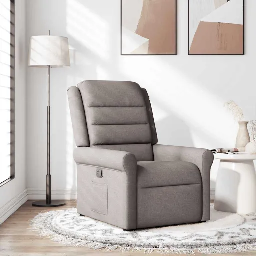 Sillón Reclinable de Tela Gris Taupe