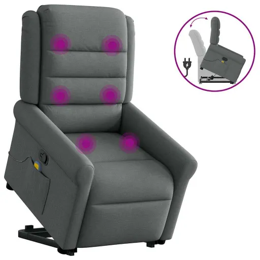 Silla de Masaje Reclinable de Pie de Tela Gris Oscuro