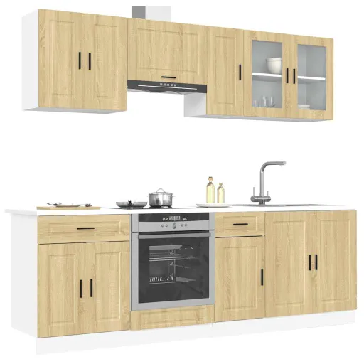 Conjunto de Armarios de Cocina "Porto" de 8 Piezas de Madera de Ingeniería de Roble Sonoma