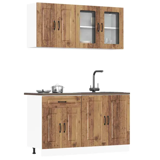 Mueble Cocina Kalmar Madera Vieja 4 Pzas Madera Contrachapada
