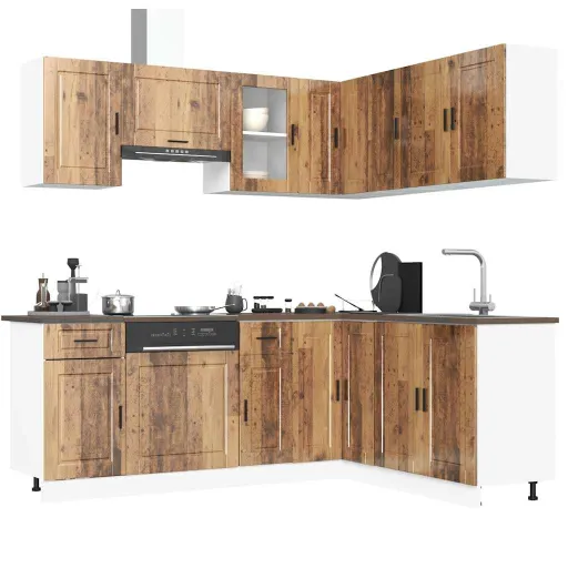 Mueble Cocina Porto Madera Vieja 11 Pzas Madera Contrachapada