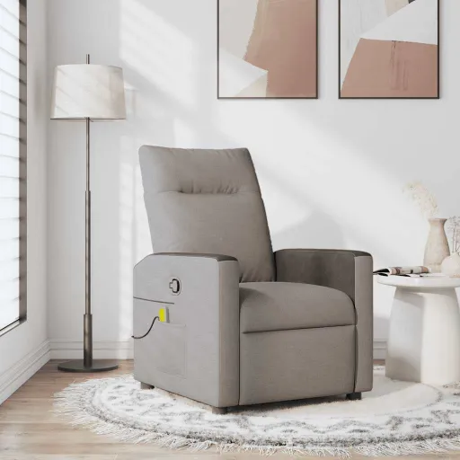 Sillón de Masaje Reclinable de Tela Gris Taupé