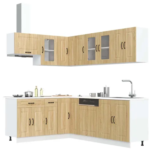 Mueble Cocina Kalmar Roble Sonoma 11 Pzas Madera Contrachapada