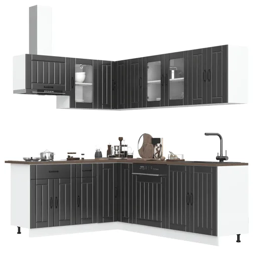 Mueble de Cocina Lucca Negra 11 Piezas Madera Contrachapada