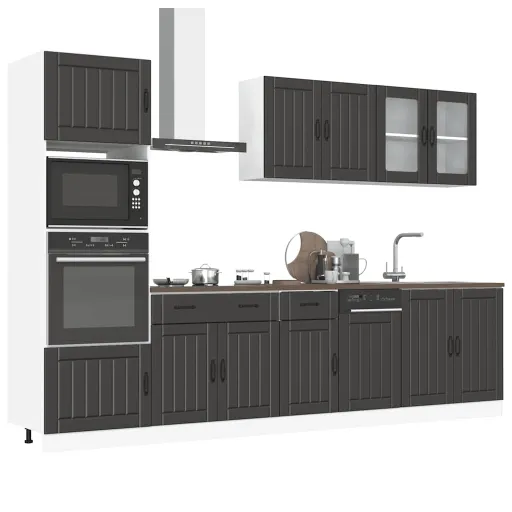 Mueble de Cocina Kalmar Negra 7 Piezas Madera Contrachapada