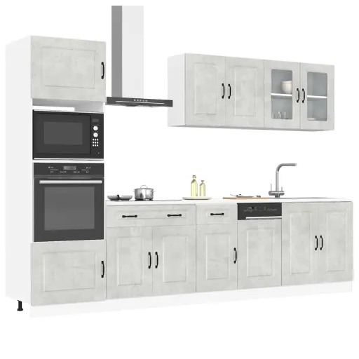 Mueble Cocina Kalmar Gris Hormigón 7 Pzas Madera Contrachapada