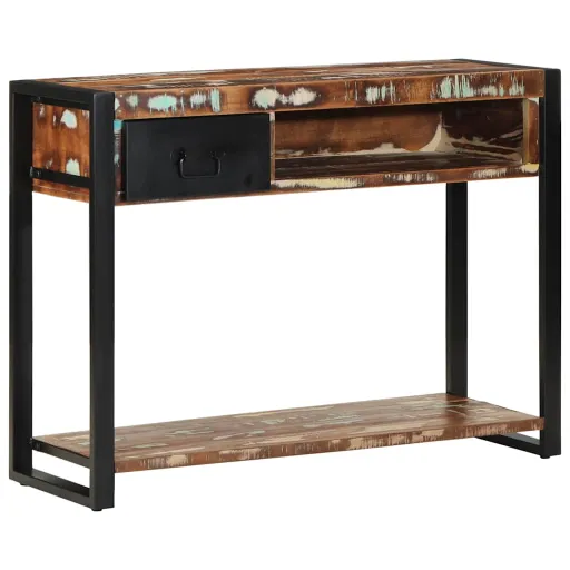 Mesa Consola Multicolor Madera Maciza Reciclada 100x35x75 cm