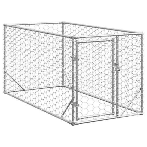 Caseta Para Perros de Exterior Con Puerta 2x1x1 m de Acero Galvanizado