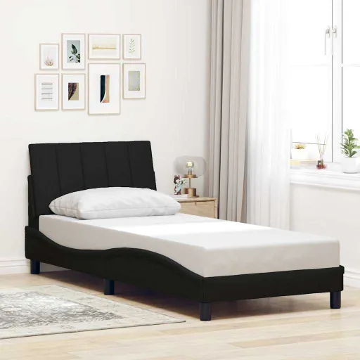 Estructura de Cama Sin Colchón Hanko Tela Negro 80x200 cm