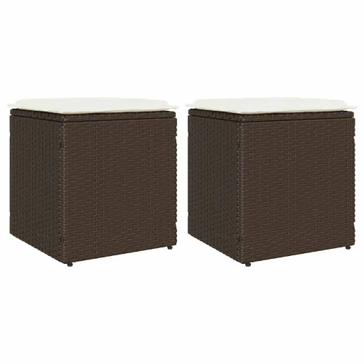 Taburetes de Jardín Con Cojines 2 Uds Marrón 40x40x43 cm
