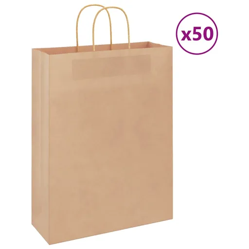 Bolsas de Papel Con Asas 50 Uds Marrón 32x12x42 cm