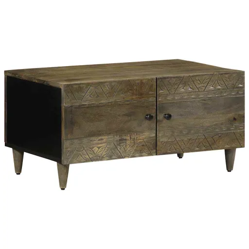 Mesa de Centro de Madera Maciza de Mango Gris Claro 80x50x40 cm
