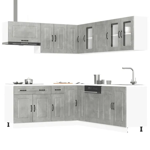 Mueble Cocina Kalmar Gris Hormigón 11 Pzas Madera Contrachapada