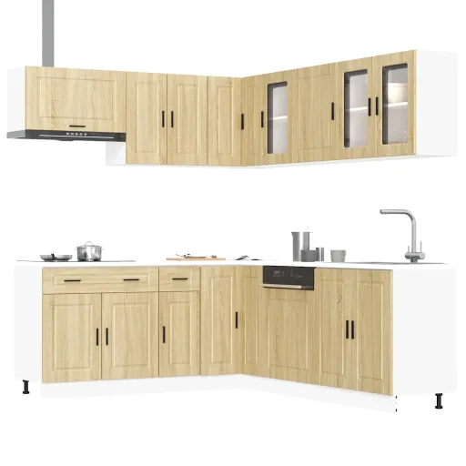 Mueble Cocina Porto Roble Sonoma 11 Pzas Madera Contrachapada