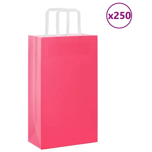 Bolsas de Papel Con Asas 250 Uds Rosa 21x11x36 cm
