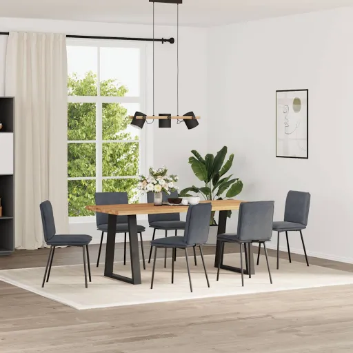 Sillas de Comedor 6 Unidades Terciopelo Gris Oscuro