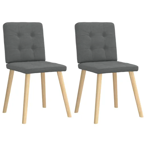 Sillas de Comedor 2 Unidades Tela Gris Oscuro