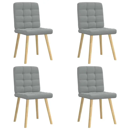 Sillas de Comedor 4 Unidades Tela Gris Claro