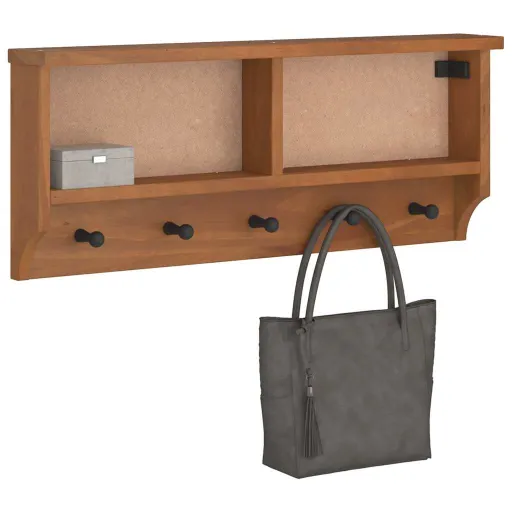 Perchero de Pared SANDNES Madera Maciza de Pino 87x12x35 cm
