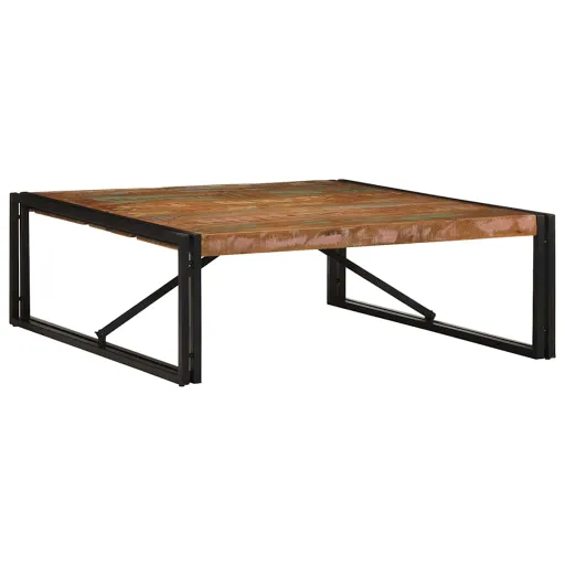Mesa de Centro Multicolor 100x100x35 cm Madera Maciza Reciclada