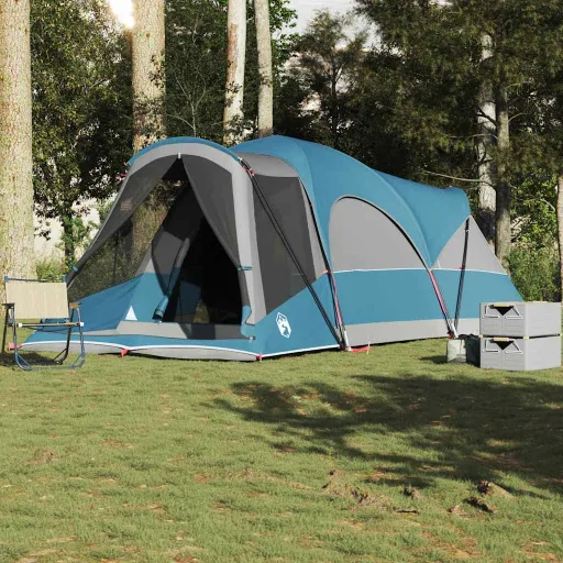 Tienda de Campaña Familiar Túnel 8 Personas Impermeable Azul