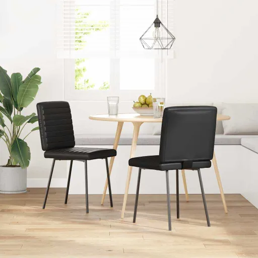Sillas de Comedor 2 Unidades Cuero Sintético Negro