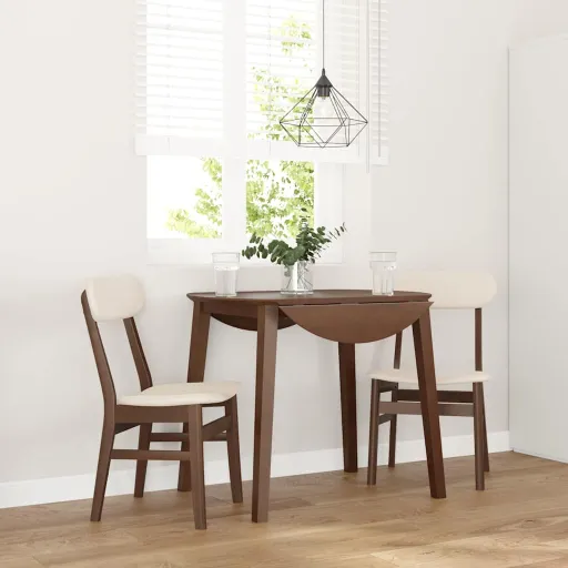 Sillas de Comedor Con Cojines 2 Uds Madera Maciza Marrón Caucho