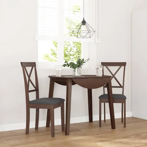 Sillas de Comedor Con Cojines 2 Uds Madera Maciza Marrón Caucho