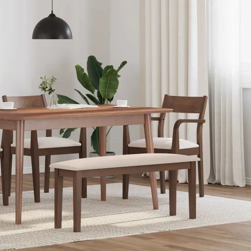 Banco 110 cm Madera Maciza Marrón Caucho