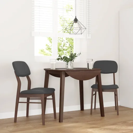 Sillas de Comedor Con Cojines 2 Uds Madera Maciza Marrón Caucho