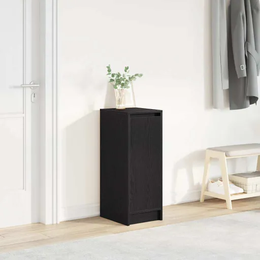 Zapatero de Madera de Roble Negro 29,5x34x76 cm