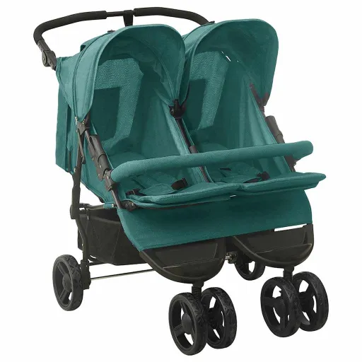 Carrito Para Gemelos de Acero Verde