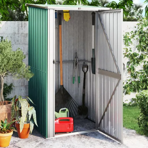 Caseta de Jardín Verde 118,5x97x209,5 cm Acero Galvanizado