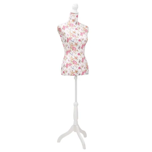 Maniquí de Busto de Mujer Algodón Blanco Con Rosas
