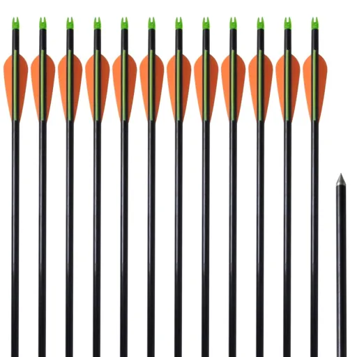 Flechas de Arco 12 Uds Compuesto Estándar de Fibra de Vidrio